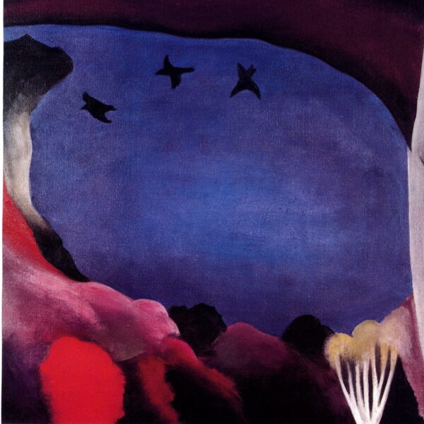 Georgia O'Keeffe print 1921 "Lake George with Crows" Original vintage color book page