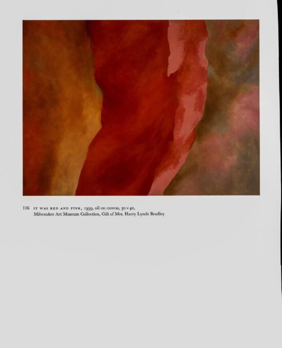 Georgia O’Keeffe “It Was Red and Pink / Winter Road I” 1959/1963 Two-sided vintage art book page