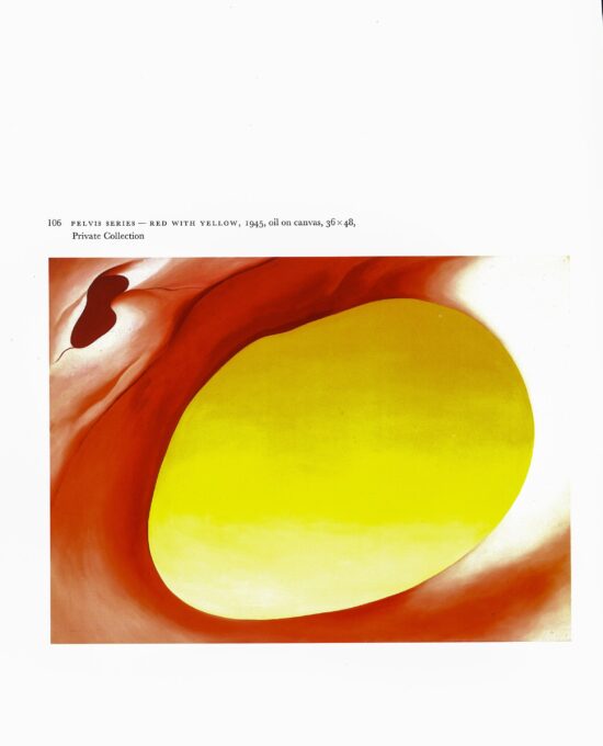 Georgia O’Keeffe “Pelvis Series – Red with Yellow / Pedernal” 1945 Two-sided vintage art book page