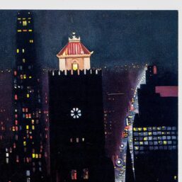 Georgia O'Keeffe print 1929 "New York Night" Original vintage color book page