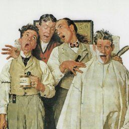 Norman Rockwell Vintage art book page "Barbershop Quartet" September 1936