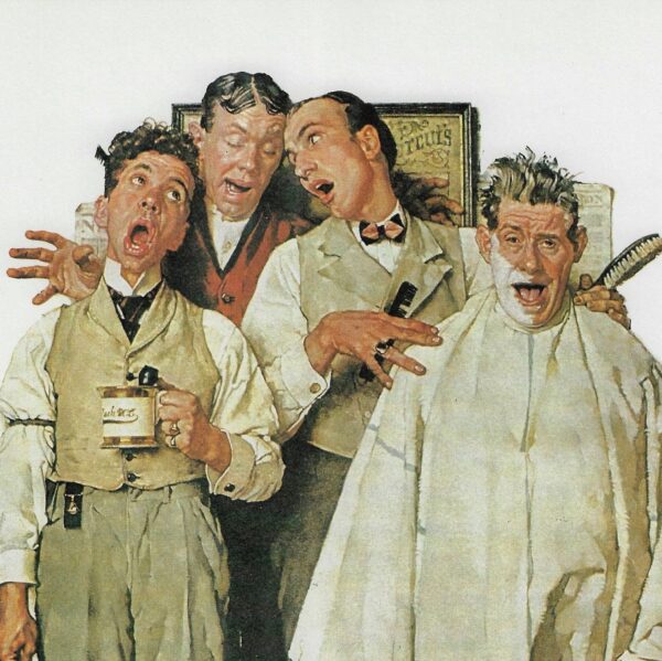 Norman Rockwell Vintage art book page "Barbershop Quartet" September 1936