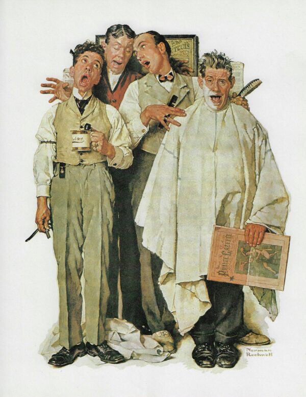Norman Rockwell Vintage art book page "Barbershop Quartet" September 1936 - Image 3