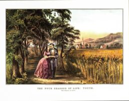 The Four Seasons of Life - Youth "The Season of Love" Currier & Ives [1868] 15 x 11.5" vintage book page