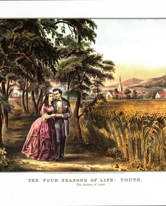 The Four Seasons of Life – Youth “The Season of Love” Currier & Ives [1868] 15 x 11.5″ vintage book page