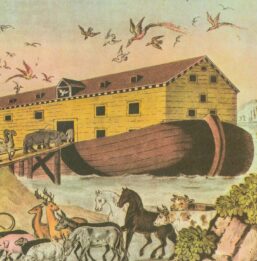 Currier & Ives "Noah's Ark ..and they went in unto Noah" Originally published late 1800s 15 x 11.5" '50s vintage book page