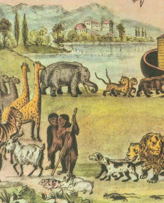 Currier & Ives “Noah’s Ark ..and they went in unto Noah” Originally published late 1800s 15 x 11.5″ ’50s vintage book page