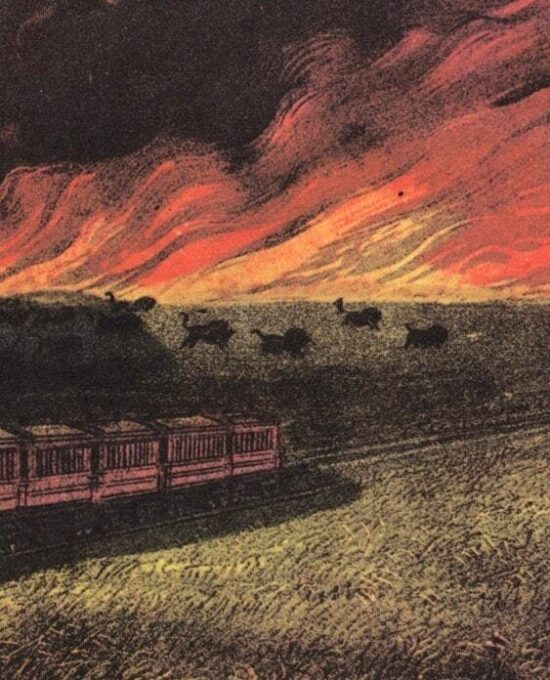 Currier and Ives “Prairie Fires of the Great West” [1871]  15 x 11.5″ vintage book plate wonderful