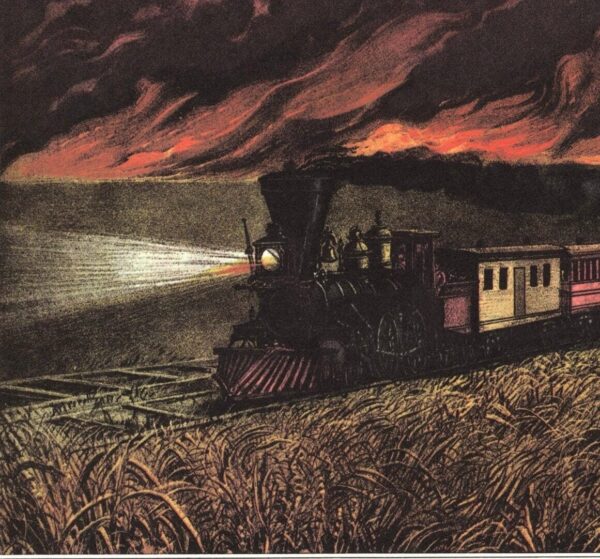 Currier and Ives "Prairie Fires of the Great West" [1871]  15 x 11.5" vintage book plate wonderful - Image 3