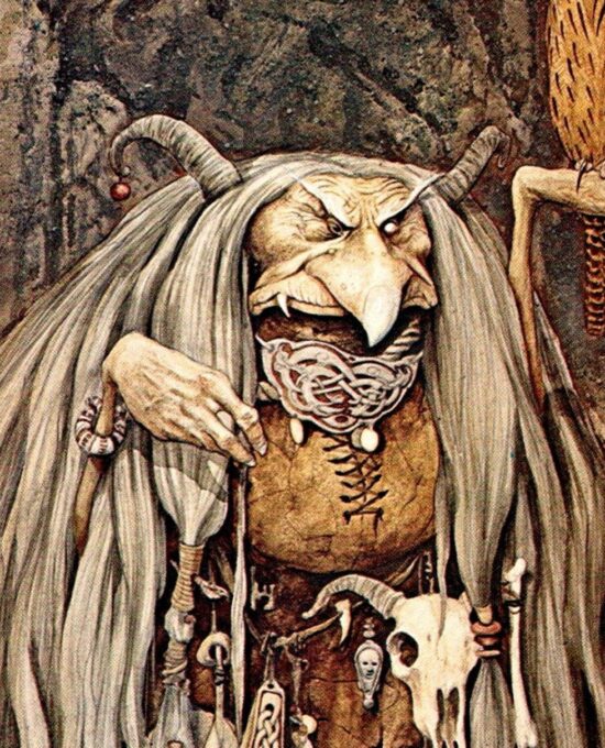 Vintage fantasy art book page Brian Froud “Wengwa of the Crystal Eye” unpublished prior 1976 FREE SHIPPING