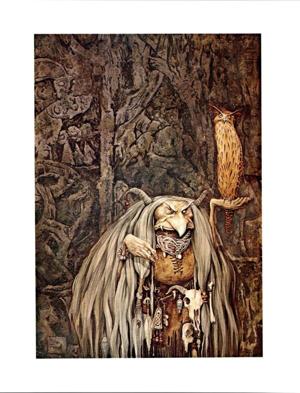 Vintage fantasy art book page Brian Froud "Wengwa of the Crystal Eye" unpublished prior 1976 FREE SHIPPING - Image 3