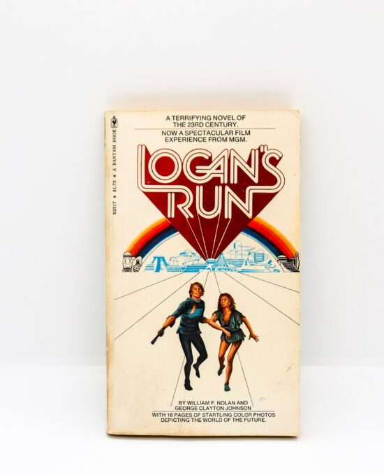 Logan’s Run 1976 First edition thus William Nolan Film tie-in edition w/ 16 pages of full color photos from the epic movie
