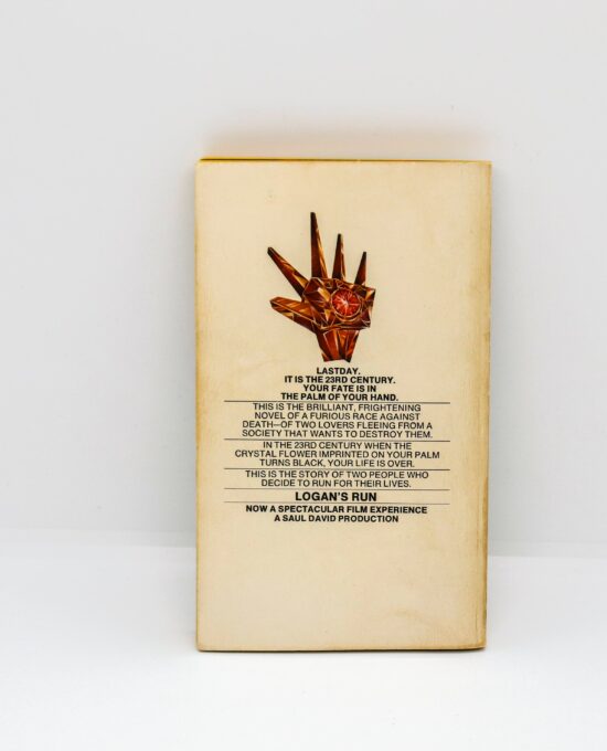 Logan’s Run 1976 First edition thus William Nolan Film tie-in edition w/ 16 pages of full color photos from the epic movie