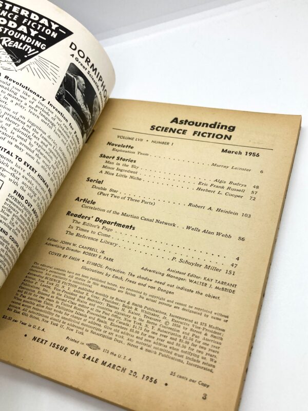 Vintage Science Fiction Pulp Magazine Astounding Science Fiction March 1956 - Image 2
