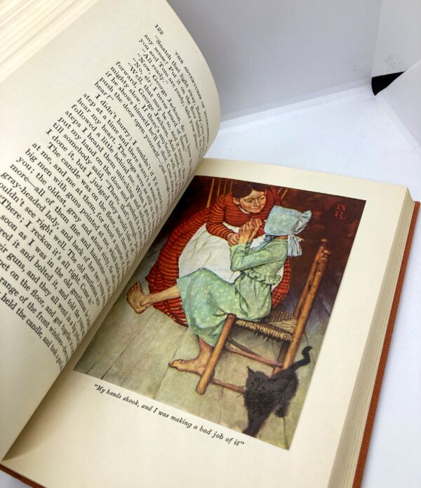 Mark Twain "The Adventures of Huckleberry Finn" c.1940 Cloth-wrapped vintage book Illustrated by Norman Rockwell Color and black and white - Image 8