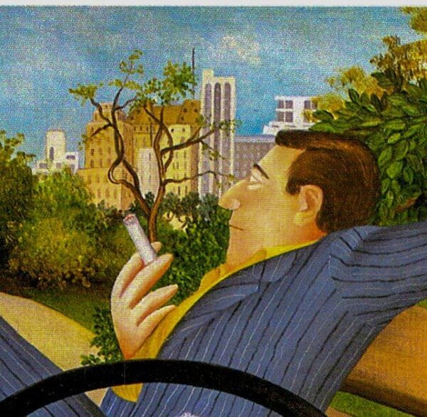 Beryl Cook "The Park Bench" 1985 Vintage art book page Central Park scenes - Image 2