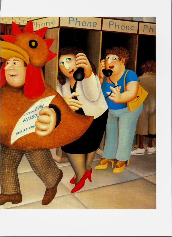 Beryl Cook "Chicken Suit" 1985 Vintage art book page New York scenes - Image 2