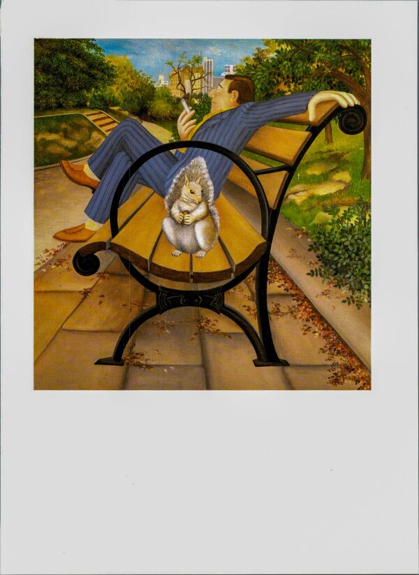 Beryl Cook "The Park Bench" 1985 Vintage art book page Central Park scenes - Image 3
