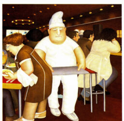 Beryl Cook "Breakfast at the Royalton Hotel" 1985 Manhattan living Vintage art book page