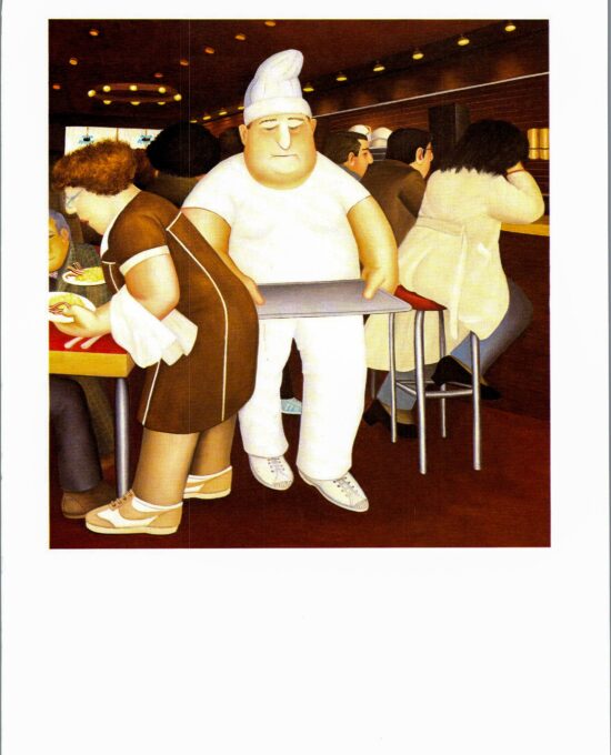 Beryl Cook “Breakfast at the Royalton Hotel” 1985 Manhattan living Vintage art book page