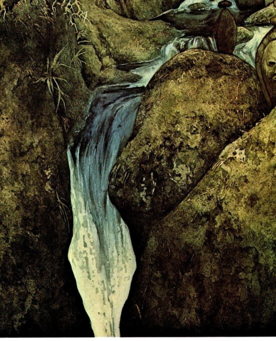 Brian Froud “The Teign tumbles over moss covered rocks…” Vintage art book page 1976 FREE SHIPPING
