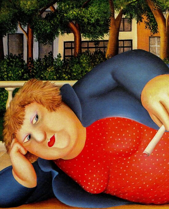 Beryl Cook “Bryant Park” c.1985 Vintage art book page Midtown scenes