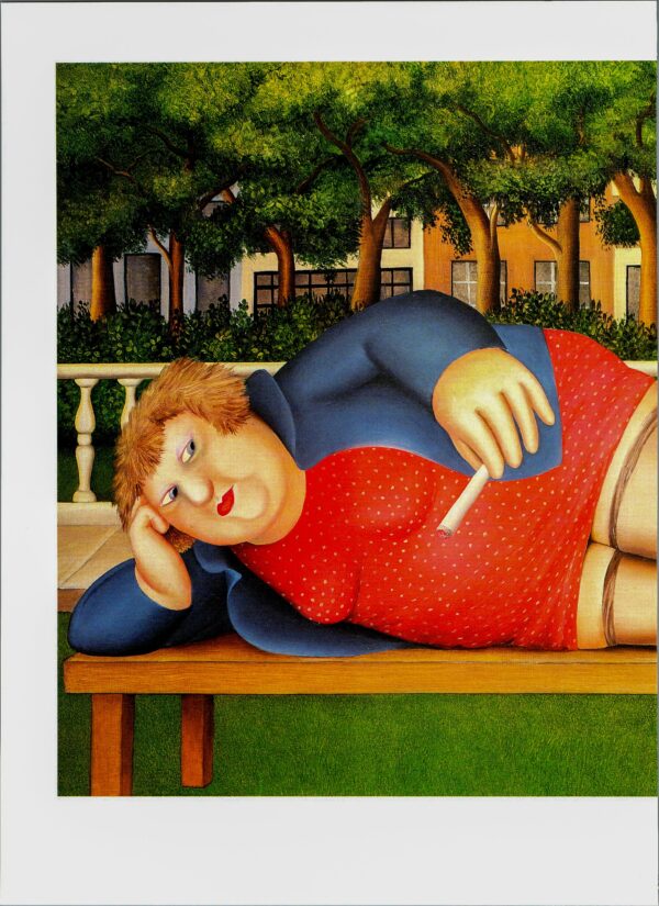 Beryl Cook "Bryant Park" c.1985 Vintage art book page Midtown scenes - Image 2
