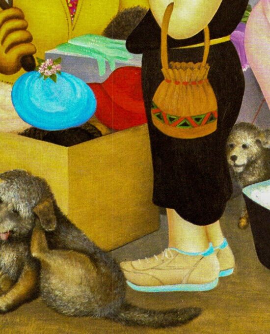 Beryl Cook “Street Market” 1985 Vintage art book page Canal Street scene