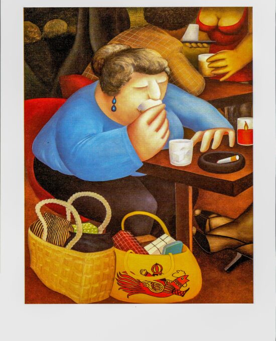 Beryl Cook “Rye Over Rocks” & “Coney Island” 1985 Vintage art book page Grand Central Station bar scene