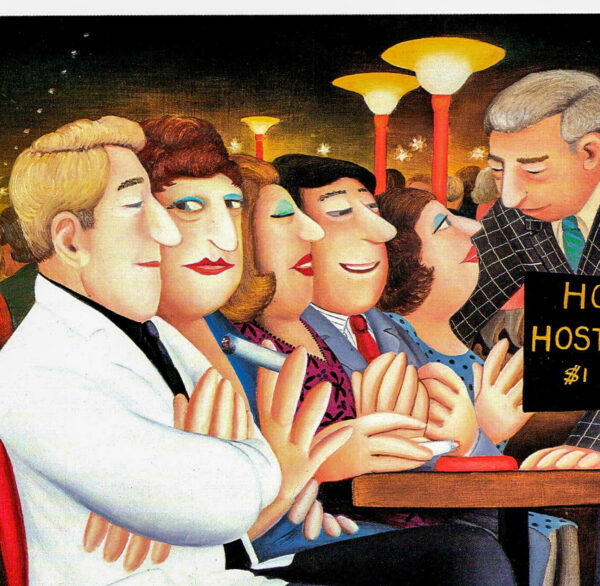 Beryl Cook "Hosts & Hostesses" 1985 Vintage art book page New York Roseland Ballroom