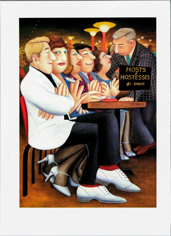 Beryl Cook "Hosts & Hostesses" 1985 Vintage art book page New York Roseland Ballroom - Image 2