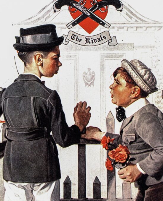 Norman Rockwell “The Rivals” Oversized vintage art book page