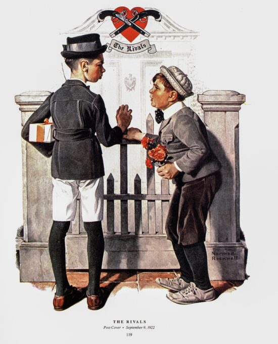 Norman Rockwell “The Rivals” Oversized vintage art book page