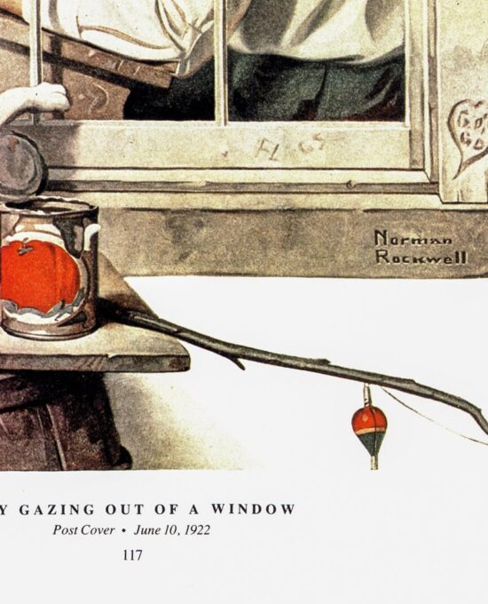 Norman Rockwell “Boy Gazing out of a Window” & “Setting One’s Sights” Oversized 2-sided vintage art book page