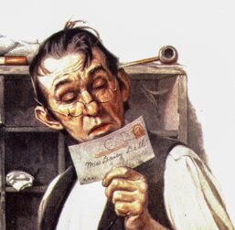 Norman Rockwell "Sorting Mail" & "Threading a Needle" Oversized 2-sided vintage art book page