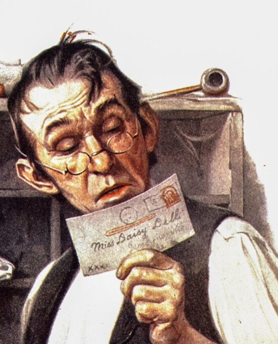 Norman Rockwell “Sorting Mail” & “Threading a Needle” Oversized 2-sided vintage art book page