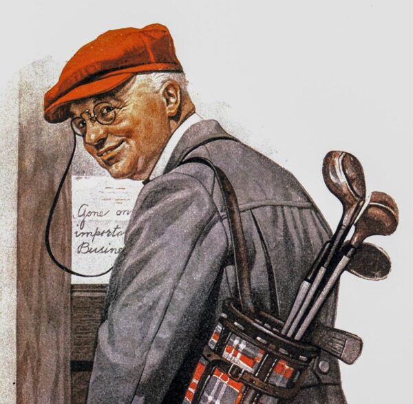 Norman Rockwell "Important Business" & "Stilt Walker" Oversized 2-sided vintage art book page