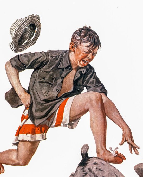 Norman Rockwell “Stolen Clothes” & “Asleep on the Job” From 1919 magazine covers 2-sided vintage art book page