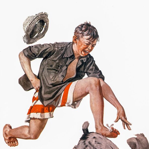 Norman Rockwell "Stolen Clothes" & "Asleep on the Job" From 1919 magazine covers 2-sided vintage art book page