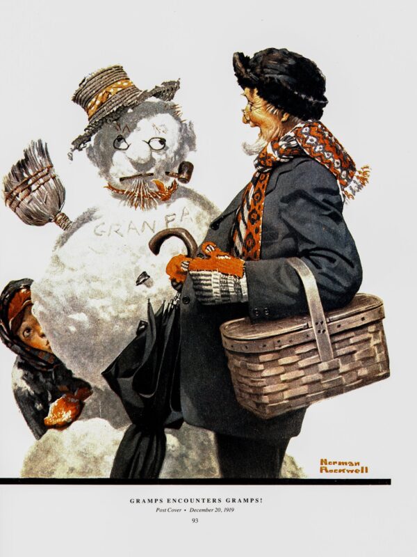 Norman Rockwell "Gramps Encounters Gramps!" & "Love Letters" Oversized 2-sided vintage art book page - Image 3