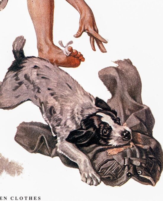 Norman Rockwell “Stolen Clothes” & “Asleep on the Job” From 1919 magazine covers 2-sided vintage art book page
