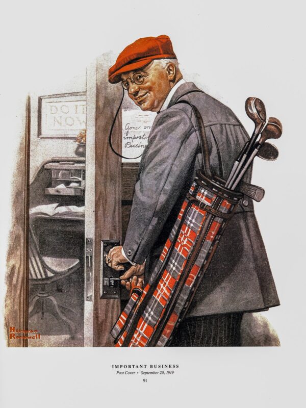 Norman Rockwell "Important Business" & "Stilt Walker" Oversized 2-sided vintage art book page - Image 2