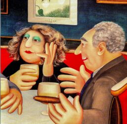 Beryl Cook "Russian Tea Room" 1985 Vintage art book page