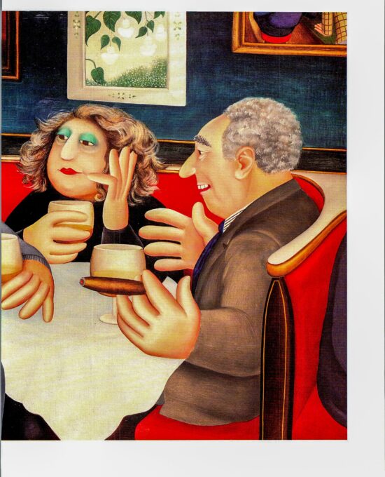 Beryl Cook “Russian Tea Room” 1985 Vintage art book page