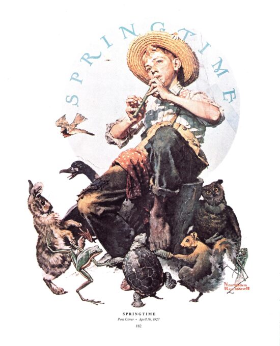 Norman Rockwell “Springtime” & “The Interloper” Oversized 2-sided vintage art book page