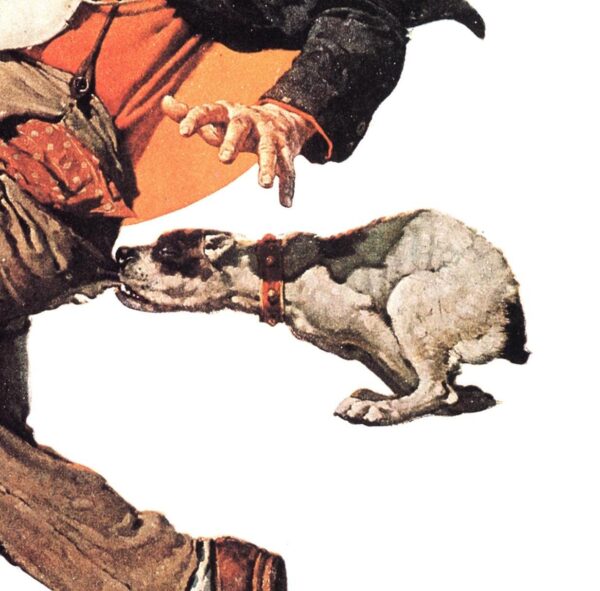 Norman Rockwell "Fleeing Hobo" & "Serenade" Oversized 2-sided vintage art book page - Image 2