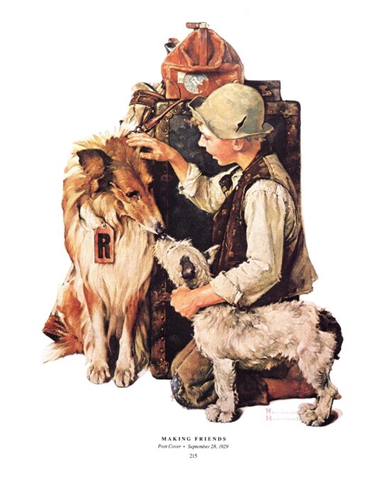 Norman Rockwell “Making Friends” & “Jazz it Up” Oversized 2-sided vintage art book page