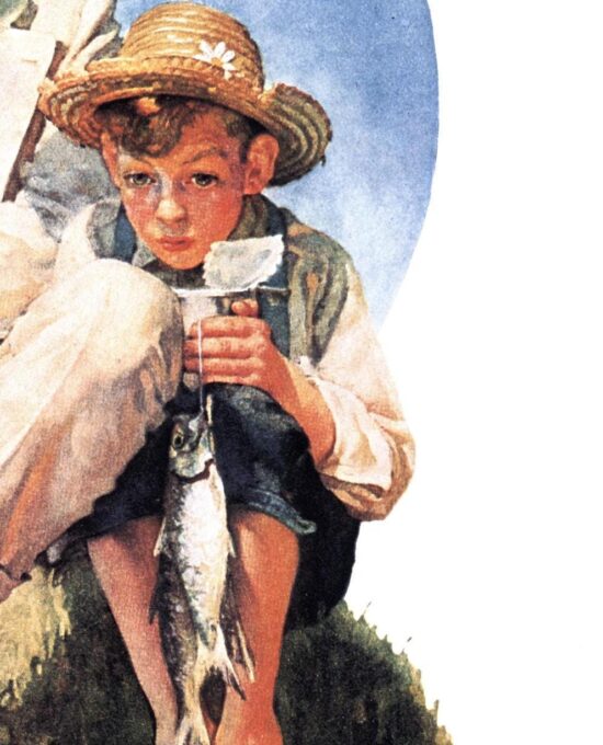 Norman Rockwell “Fishing” & “Tourist” Oversized 2-sided vintage art book page