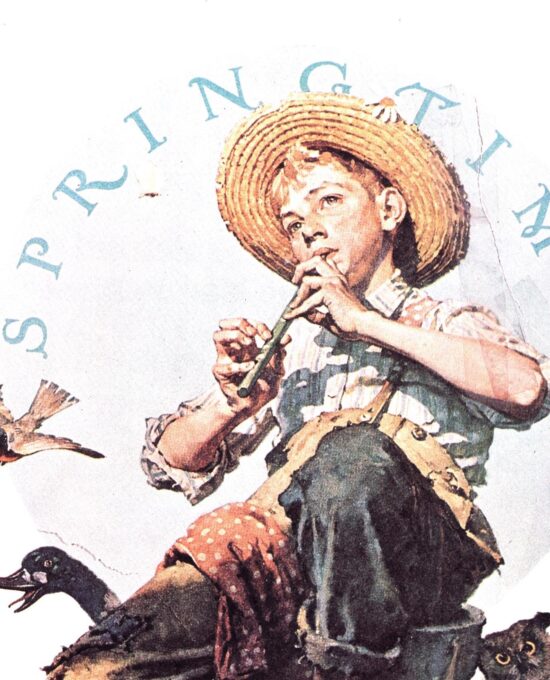 Norman Rockwell “Springtime” & “The Interloper” Oversized 2-sided vintage art book page