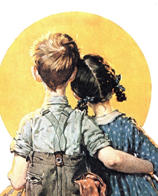 Norman Rockwell “Sunset” Oversized vintage art book page